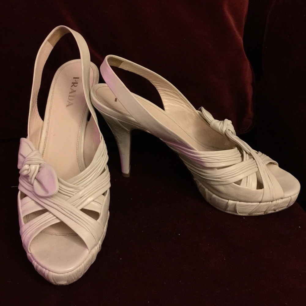 Prada leather platform sandals with side bow